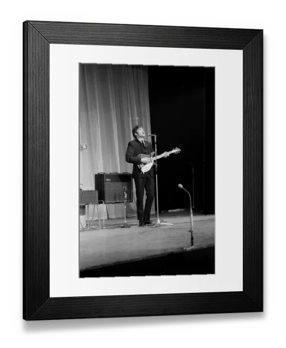 Framed Print : Picture shows John Lennon. The Beatles rehearse at The Prince of Wales Theatre in Framed Print : Picture shows John Lennon. The Beatles rehearse at The Prince of Wales Theatre in