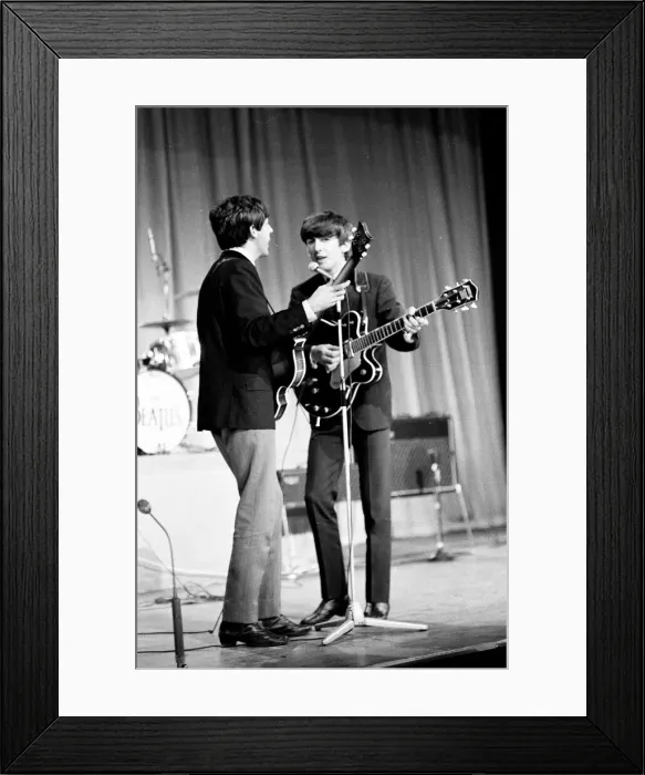 Framed Print : Picture shows Paul McCartney (left) and George Harrison (right) Framed Print : Picture shows Paul McCartney (left) and George Harrison (right)