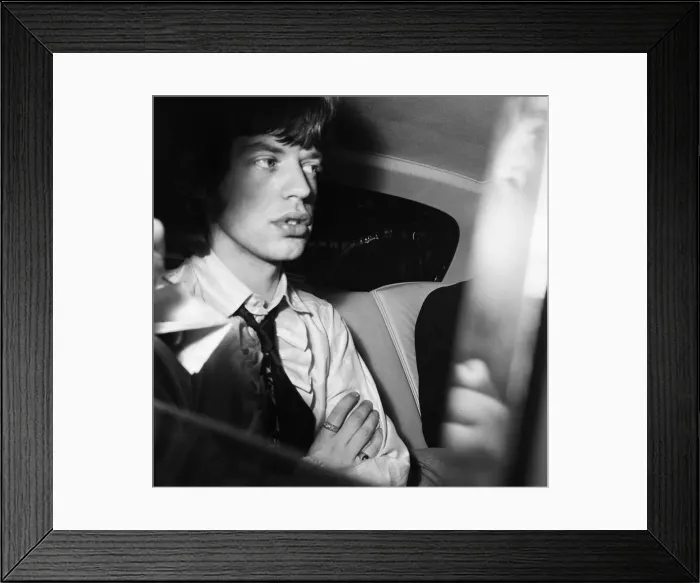 Framed Print : Mick Jagger of the Rolling Stones pop group departs from Wormwood Scrubs after he arrived Framed Print : Mick Jagger of the Rolling Stones pop group departs from Wormwood Scrubs after he arrived
