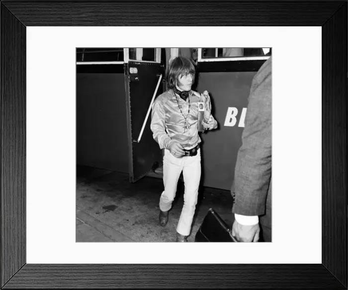 Framed Print : Brian Jones of the Rolling Stones pop group arrives at London Framed Print : Brian Jones of the Rolling Stones pop group arrives at London