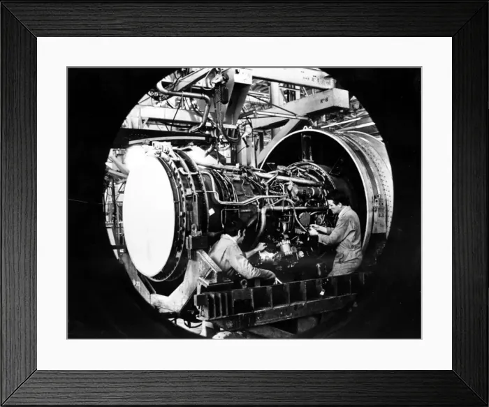 Framed Print : Engineers work on a Pratt and Whitney jet engine from Boeing 747 at Nantgarw Framed Print : Engineers work on a Pratt and Whitney jet engine from Boeing 747 at Nantgarw