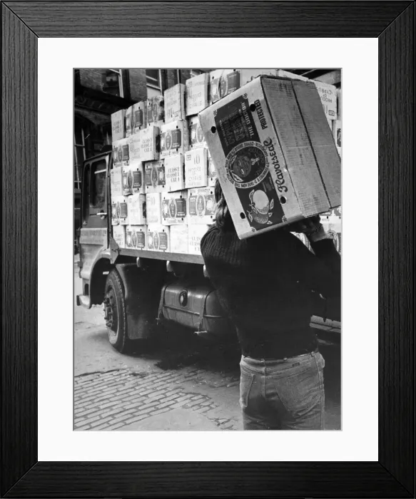 Framed Print : Wholesale Fruit Market, Liverpool, 15th February 1974. Cyprus fruit arriving at market Framed Print : Wholesale Fruit Market, Liverpool, 15th February 1974. Cyprus fruit arriving at market
