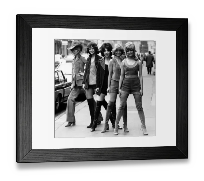 Framed Print : Models from Finland preview a collection of suede and leatherwear