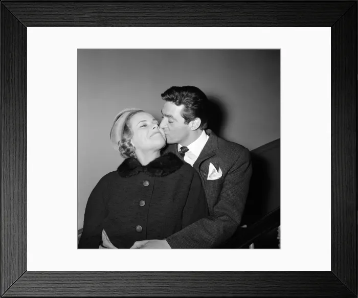 Framed Print : The wedding reception of of Honor Blackman and Maurice Kaufman held at a Chelsea club