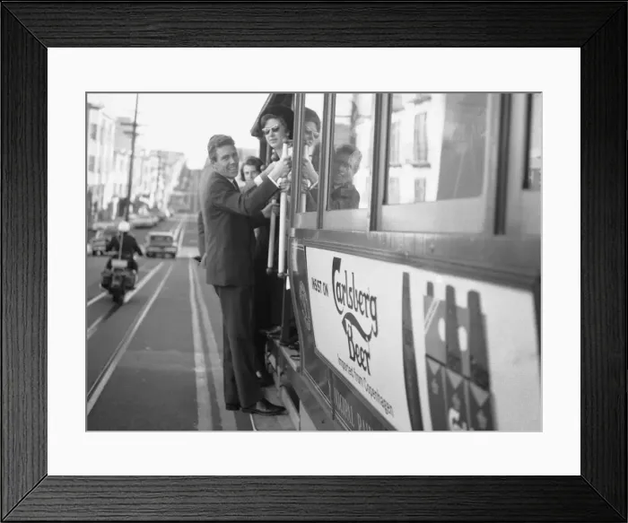 Framed Print : Princess Margaret and Lord Snowdon ride a tram in San Francisco during their visit to Framed Print : Princess Margaret and Lord Snowdon ride a tram in San Francisco during their visit to