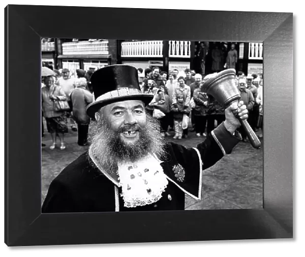 Chester Town Crier, Mike Chittenden, at his first cry of the season. 2nd April 1991
