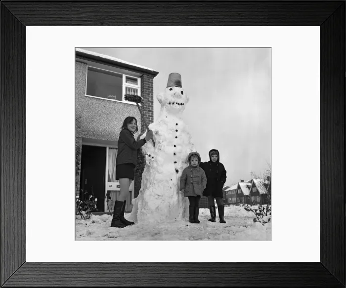 Framed Print : Giant snowman at Marton, Middlesbrough. 1971 Framed Print : Giant snowman at Marton, Middlesbrough. 1971