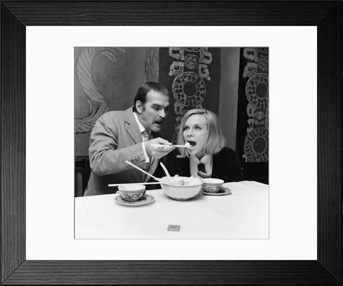 Framed Print : Stanley Baker, who learned the art of eating with chopsticks in Chinese restaurants in Framed Print : Stanley Baker, who learned the art of eating with chopsticks in Chinese restaurants in
