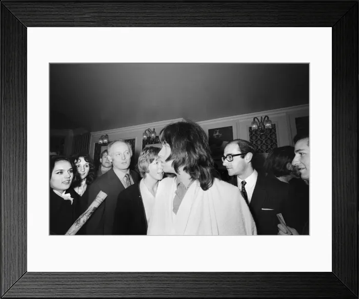 Framed Print : Mick Jagger, lead singer of the Rolling Stones pop group with his girlfriend Marianne