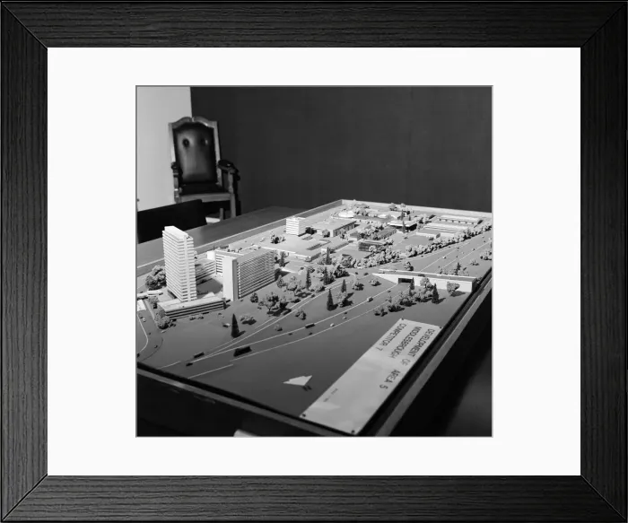 Framed Print : Cannon Street development centre models. 1971 Framed Print : Cannon Street development centre models. 1971