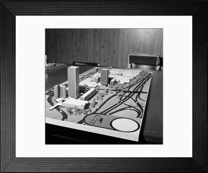 Framed Print : Cannon Street development centre models. 1971 Framed Print : Cannon Street development centre models. 1971