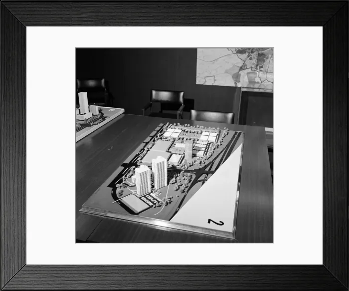 Framed Print : Cannon Street development centre models. 1971 Framed Print : Cannon Street development centre models. 1971