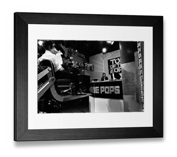 Framed Print : Alan Freeman at rehearsals for Top of the Pops at the BBC, Studio G, Lime Grove, London