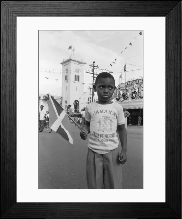 Framed Print : Small boy on the streets of Kingston less than impressed with the celebrations of Framed Print : Small boy on the streets of Kingston less than impressed with the celebrations of