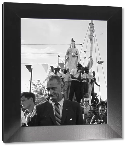 Vice President Lyndon B. Johnson seen here at the Parade Ground in Kingston during