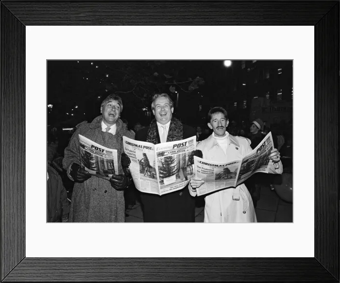 Framed Print : Christopher Biggins and Barry Chuckle. Christmas light switch on at Broad Street