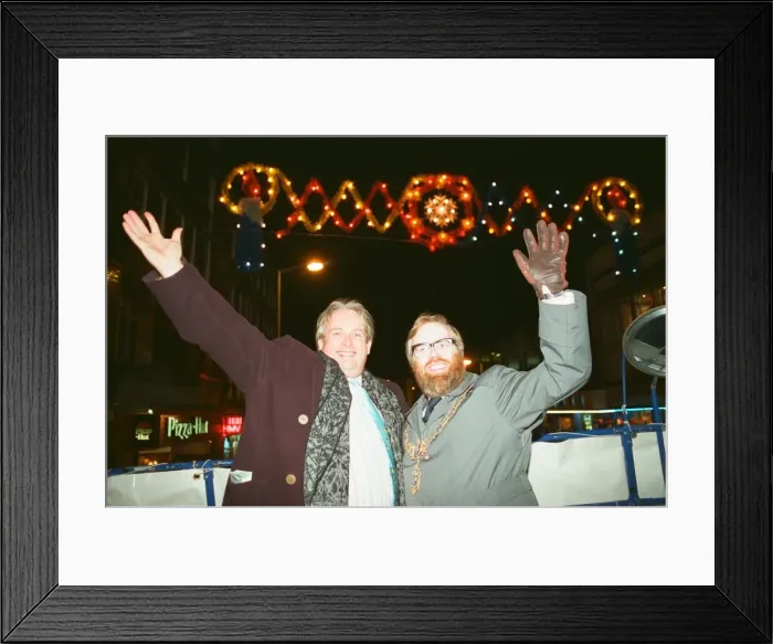 Framed Print : Christopher Biggins. Christmas light switch on at Broad Street Mall, Reading Framed Print : Christopher Biggins. Christmas light switch on at Broad Street Mall, Reading
