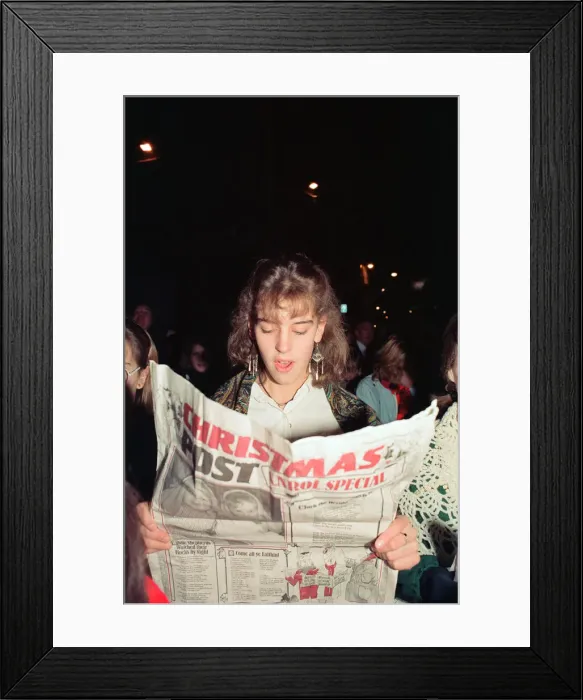 Framed Print : The Christmas lights at Broad Street Mall, Reading, are switched on. 22nd November 1990
