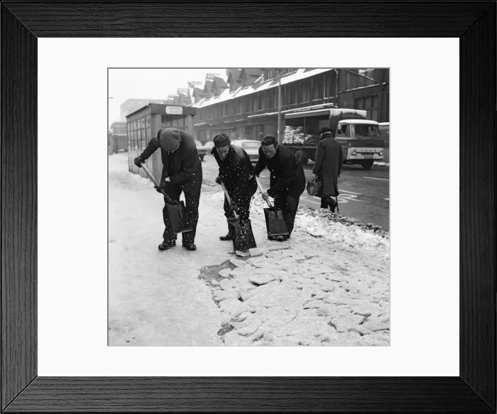 Framed Print : Icy pavements in Middlesbrough. 1971