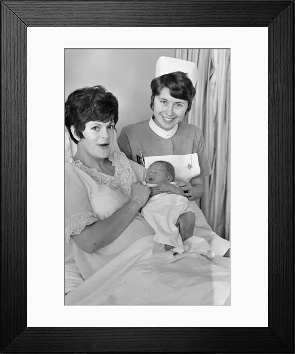 Framed Print : New Years Day baby in Teesside. 1st January 1971 Framed Print : New Years Day baby in Teesside. 1st January 1971