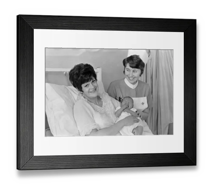 Framed Print : New Years Day baby in Teesside. 1st January 1971 Framed Print : New Years Day baby in Teesside. 1st January 1971