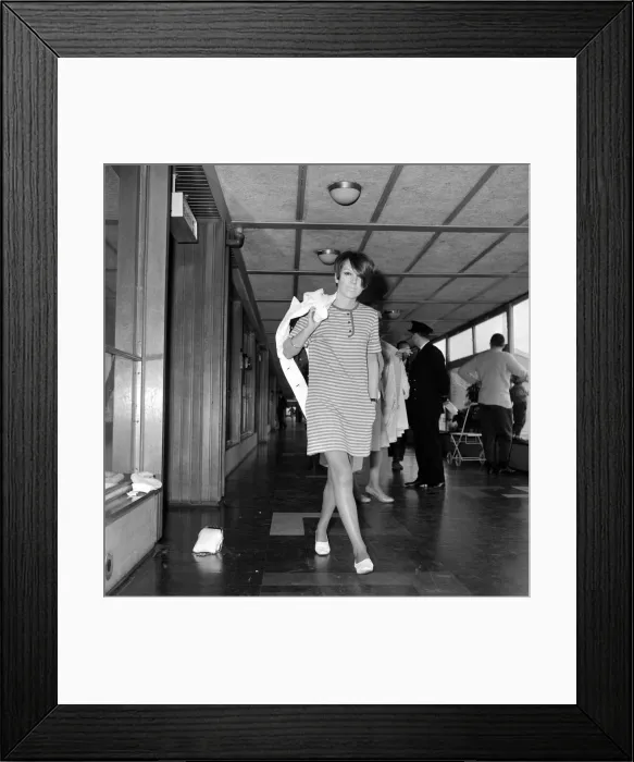 Framed Print : Mary Quant at London Heathrow Airport on her way to Copenhagen Framed Print : Mary Quant at London Heathrow Airport on her way to Copenhagen