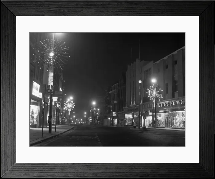 Framed Print : Christmas lights in Broad Street, Reading 13th December 1971 Framed Print : Christmas lights in Broad Street, Reading 13th December 1971