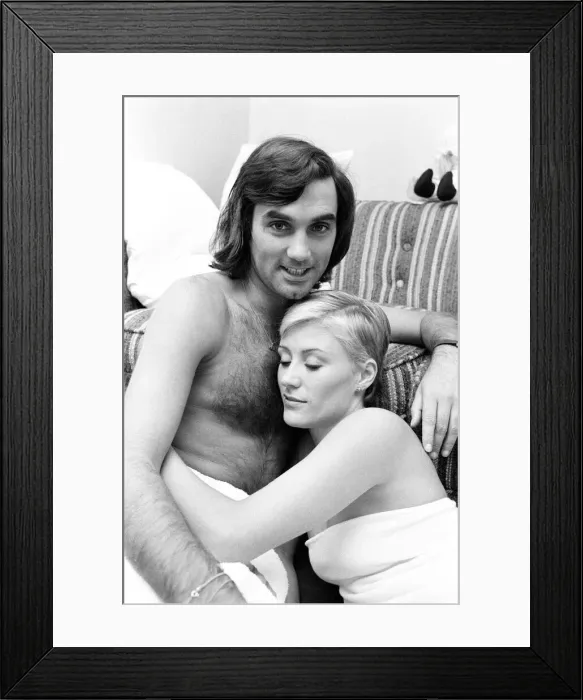 Framed Print : George Best and his girlfriend Angela Macdonald - James pictured at the London home Framed Print : George Best and his girlfriend Angela Macdonald - James pictured at the London home