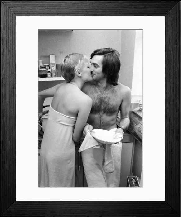 Framed Print : George Best and his girlfriend Angela Macdonald - James pictured at the London home Framed Print : George Best and his girlfriend Angela Macdonald - James pictured at the London home