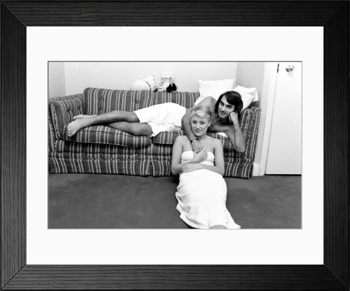Framed Print : George Best and his girlfriend Angela Macdonald - James pictured at the London home