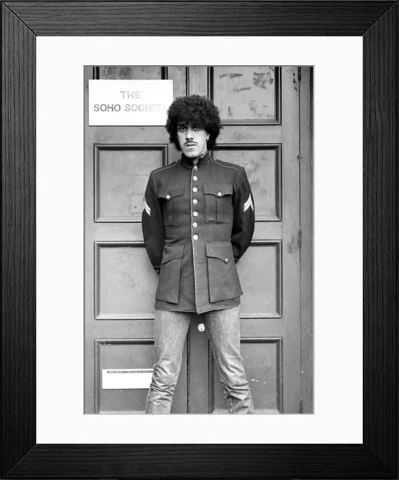 Framed Print : Phil Lynott of Thin Lizzy during a recording session for the groups new album Framed Print : Phil Lynott of Thin Lizzy during a recording session for the groups new album