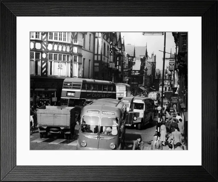 Framed Print : Botteneck in Chesters main street. December 1959 Framed Print : Botteneck in Chesters main street. December 1959