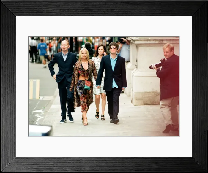 Framed Print : Noel Gallagher and his girlfriend Meg Matthews at 10 Downing Street for a party held by Framed Print : Noel Gallagher and his girlfriend Meg Matthews at 10 Downing Street for a party held by