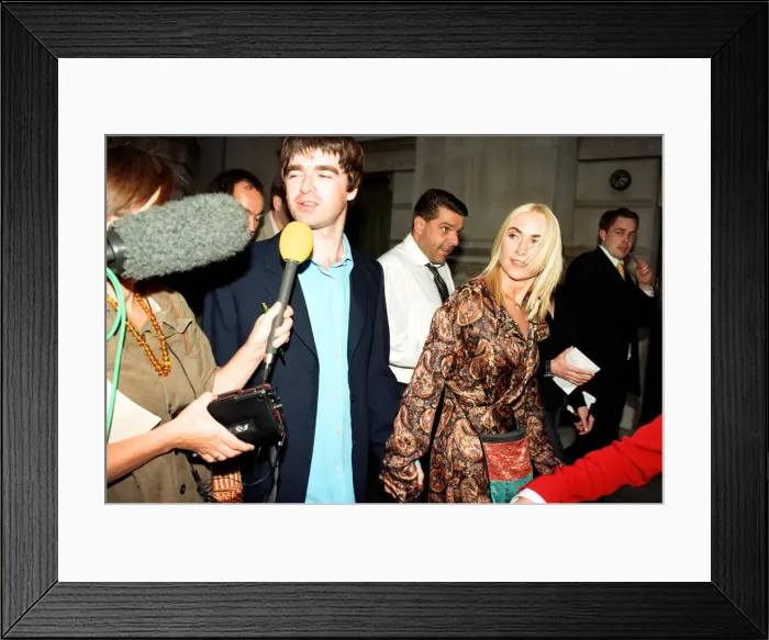 Framed Print : Noel Gallagher and his girlfriend Meg Matthews at 10 Downing Street for a party held by Framed Print : Noel Gallagher and his girlfriend Meg Matthews at 10 Downing Street for a party held by