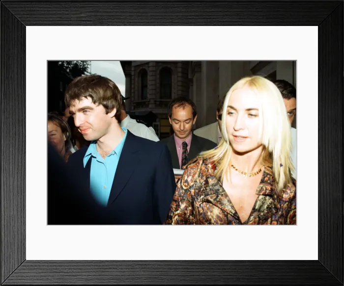 Framed Print : Noel Gallagher and his girlfriend Meg Matthews at 10 Downing Street for a party held by Framed Print : Noel Gallagher and his girlfriend Meg Matthews at 10 Downing Street for a party held by