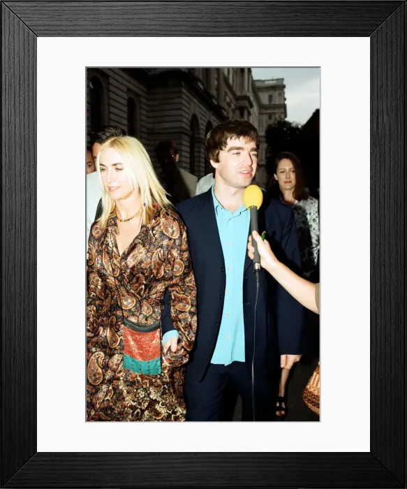 Framed Print : Noel Gallagher and his girlfriend Meg Matthews at 10 Downing Street for a party held by Framed Print : Noel Gallagher and his girlfriend Meg Matthews at 10 Downing Street for a party held by