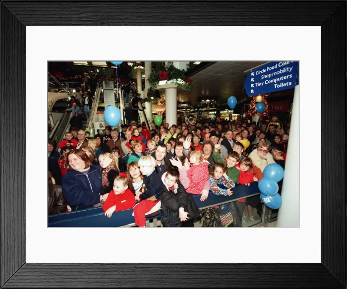 Framed Print : Christmas lights being switched on, Broad Street Mall, Reading. 14th November 1998 Framed Print : Christmas lights being switched on, Broad Street Mall, Reading. 14th November 1998