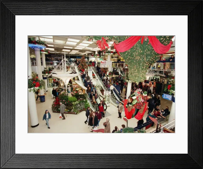 Framed Print : Christmas lights being switched on, Broad Street Mall, Reading. 14th November 1998