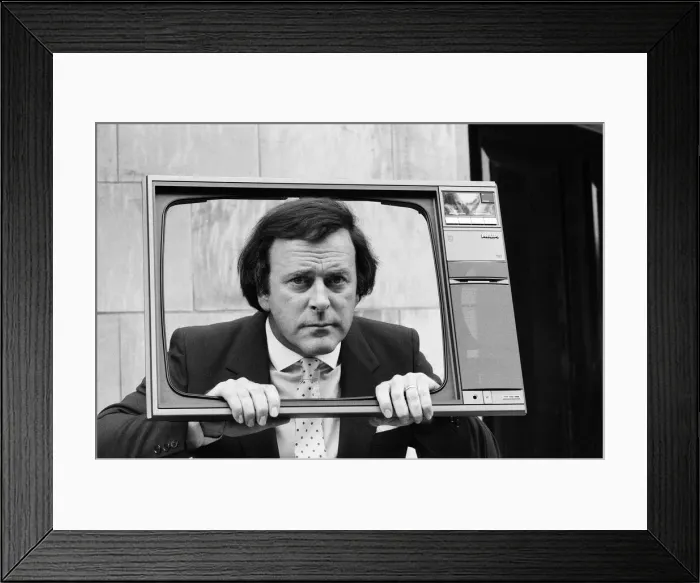 Framed Print : Terry Wogan was given 100 new TV sets today. They are being presented by Phillips the TV Framed Print : Terry Wogan was given 100 new TV sets today. They are being presented by Phillips the TV