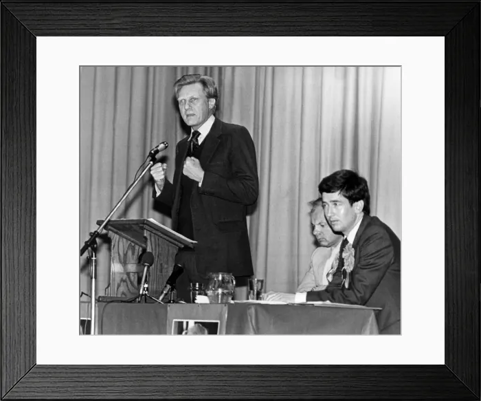 Framed Print : Michael Heseltine, Secretary of State for Defence, Teesside, 14th March 1983 Framed Print : Michael Heseltine, Secretary of State for Defence, Teesside, 14th March 1983