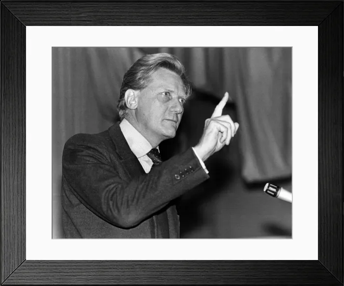 Framed Print : Michael Heseltine, Secretary of State for Defence, Teesside, 14th March 1983 Framed Print : Michael Heseltine, Secretary of State for Defence, Teesside, 14th March 1983