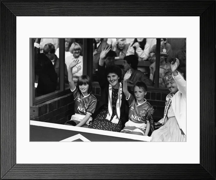Framed Print : Jamie Baker and his twin sister Brenda, who were mascots for the Everton v Manchester