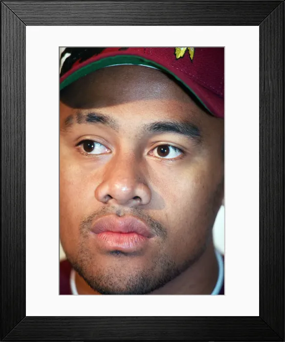 Framed Print : All Blacks rugby player Jonah Lomu during a press conference, while on a visit to Blaina Framed Print : All Blacks rugby player Jonah Lomu during a press conference, while on a visit to Blaina