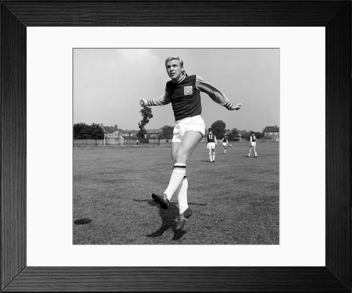 Framed Print : England player Bobby Moore August 1962 in action during West ham United Training