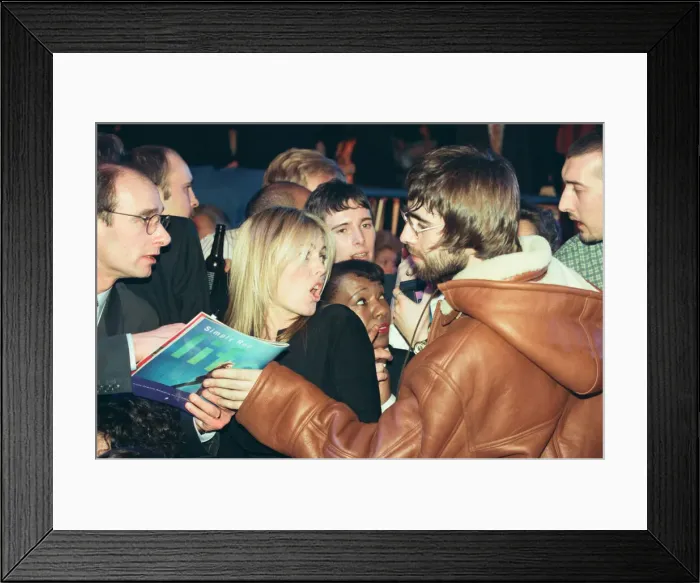Framed Print : Liam Gallagher, singer with pop rock group Oasis, at The Brit Awards Framed Print : Liam Gallagher, singer with pop rock group Oasis, at The Brit Awards
