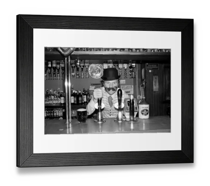 Framed Print : Bobby Moore preparing for the opening of his own public house called Moore Framed Print : Bobby Moore preparing for the opening of his own public house called Moore