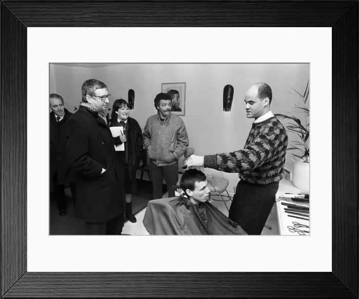 Framed Print : Lord Gifford visits Granby Street, Toxteth. 29th November 1988 Framed Print : Lord Gifford visits Granby Street, Toxteth. 29th November 1988