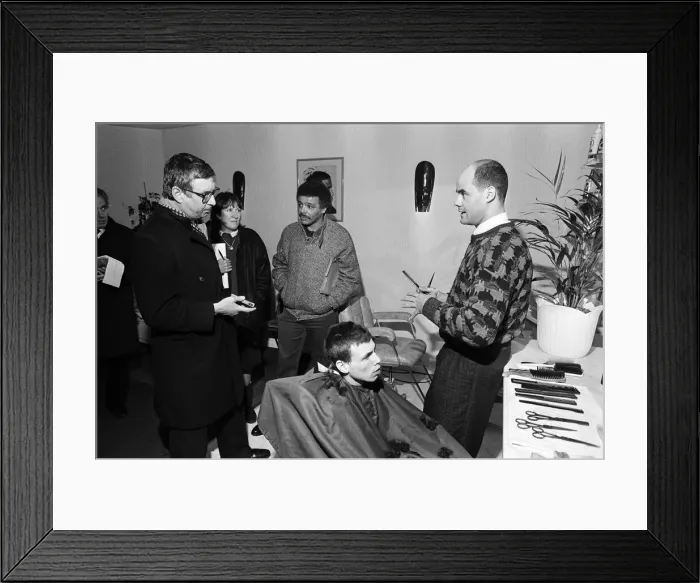 Framed Print : Lord Gifford visits Granby Street, Toxteth. 29th November 1988 Framed Print : Lord Gifford visits Granby Street, Toxteth. 29th November 1988