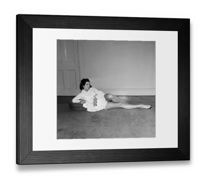 Framed Print : Model June Roberts wearing an American designed nightdress by Sleepwear firm Schrank Framed Print : Model June Roberts wearing an American designed nightdress by Sleepwear firm Schrank