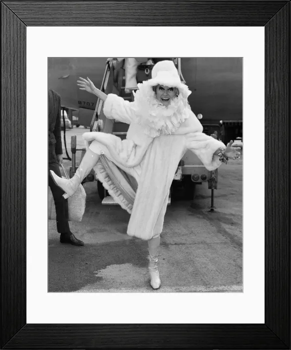 Framed Print : Comedienne Phyllis Diller seen here arriving at London Framed Print : Comedienne Phyllis Diller seen here arriving at London